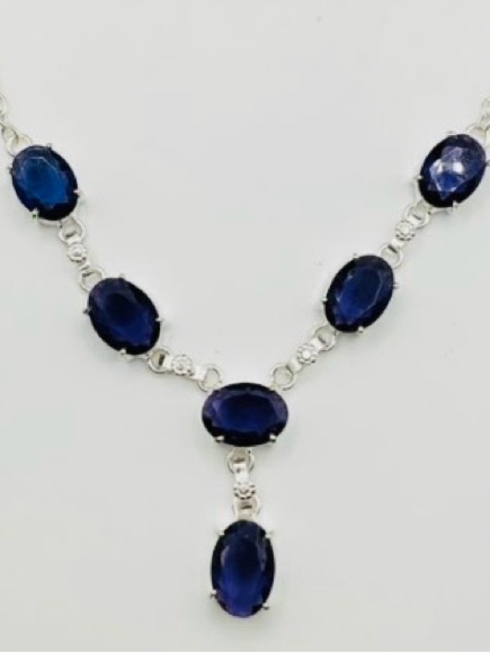 Natural Amythyst Gemstone Silver Women Necklace
